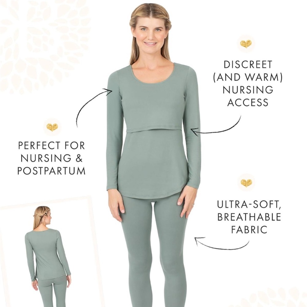 Kindred Bravely Jane Nursing Pajama Set for Breastfeeding in sage color